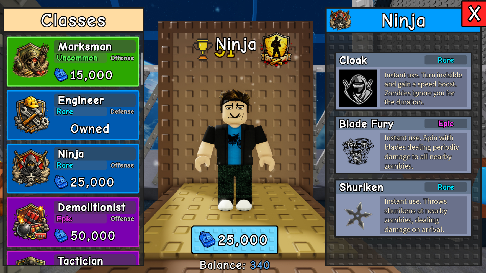 Survive Zombie Arena In-game Upgrade UI